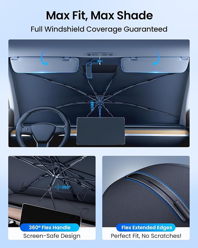 REEVAA 2025 Upgraded Truck Windshield Sun Shade Umbrella Protect Interior - Image 4