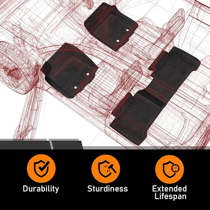 G-PLUS Floor Mats Fit for Ford F150 2015-2025 Super Crew w/o Fold Flat Storage - Image 9
