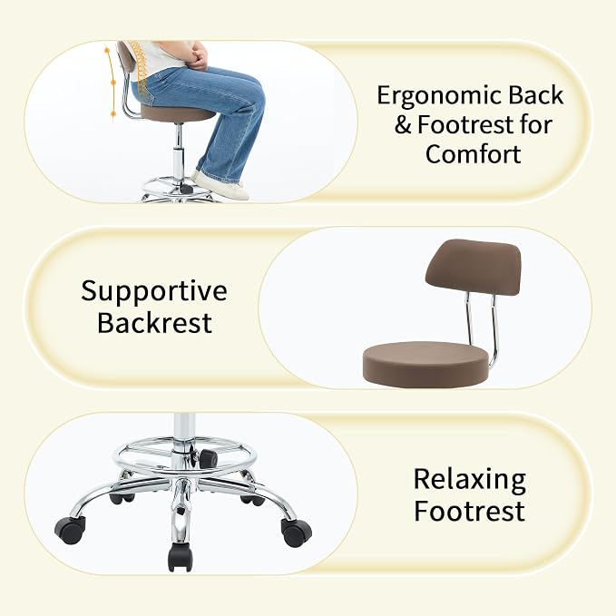 Salon Rolling Chair, Adjustable Stool - Image 5