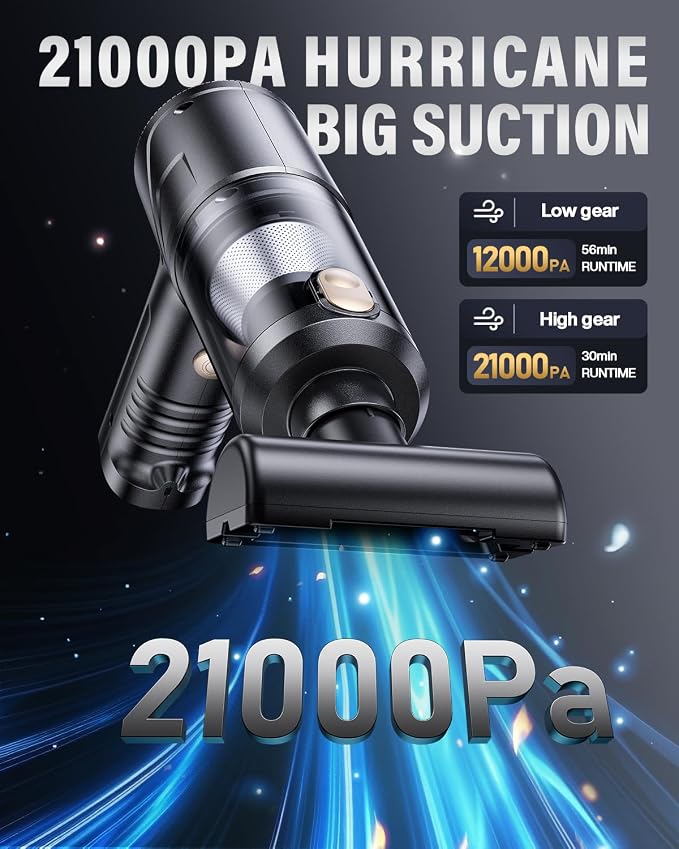 Handheld Car Vacuum Portable Cordless, 21000Pa High Power Handheld Vacuum - Image 2