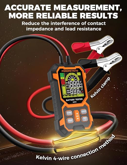 12V 24V Car Battery Tester, POROMETISTO CBT01 Automotive Battery Checker - Image 5