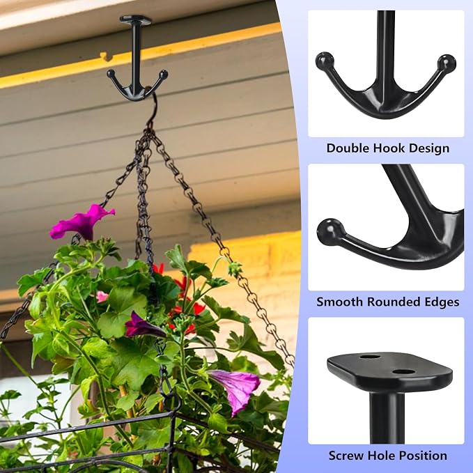 Ball Two Prong Ceiling Hook for Closet Top Bathroom Kitchen Cabinet Garage Pack - Image 3