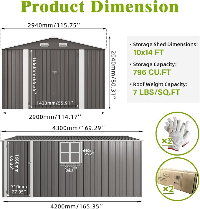 10x14 FT Outdoor Storage Shed - Image 2