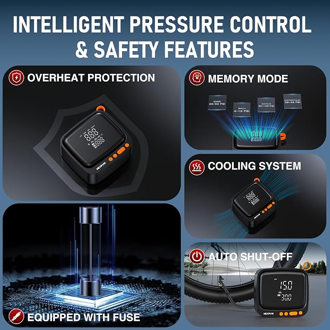 NEXPOW Tire Inflator Portable Air Compressor, 180 PSI Cordless Air Pump - Image 8