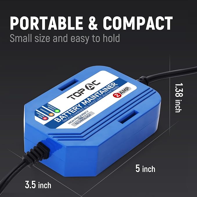 2 Amp Car Battery Charger, 12V Smart Fully Automatic Battery Charger Maintainer - Image 5