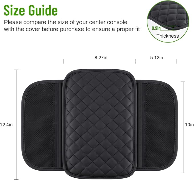 Car Center Console Cover with 6 Storage Pockets, Leather Car Arm Rest Cover - Image 6