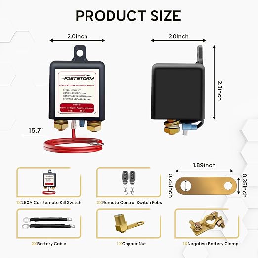 Car Remote Battery Disconnect Switch 12V, 250A Top Post Negative Battery Shut - Image 6