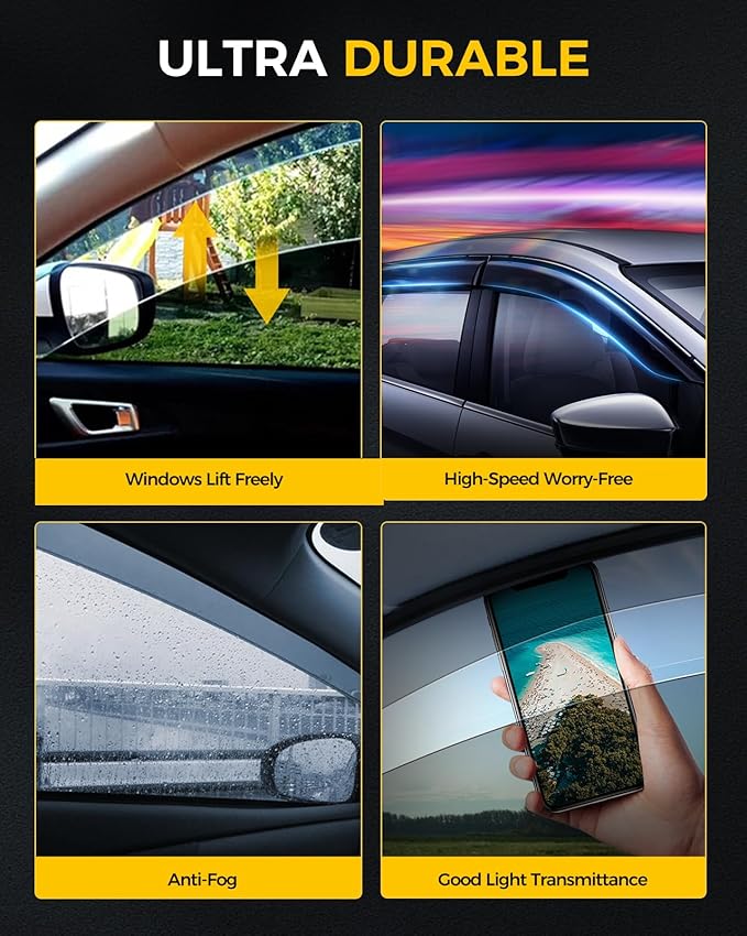 Rain Guards for Car Windows, Tape-On Window Visors Rain Guards Fit for Ford - Image 4