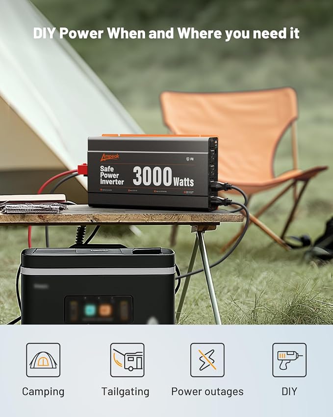 Ampeak 3000W Power Inverter, Inverter 12V to 110V Modified Sine Wave, High - Image 6