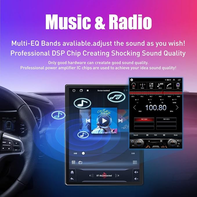 Kunfine Tesla Style Car CarPlay Android Auto Navigation Stereo GPS Radio Camera - Image 6