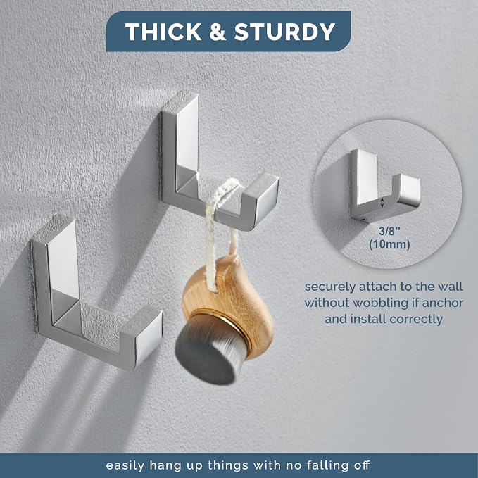 Angle Simple Towel Hooks, SUS 304 Stainless Steel Robe Coat Hooks - Image 7