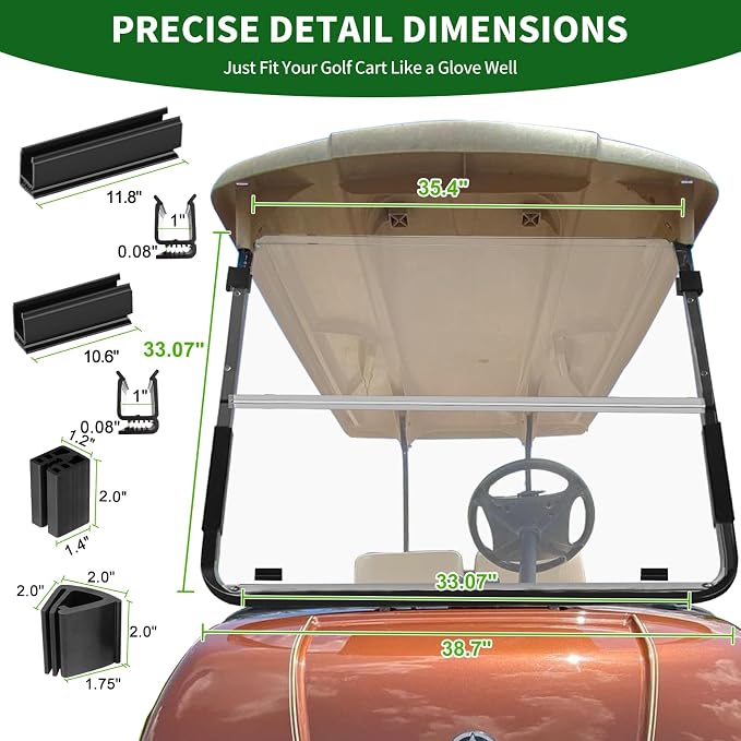 Golf Cart Foldable Windshield 3/16" Thicken Only Fits 2003-2006 Yamaha G22 - Image 4