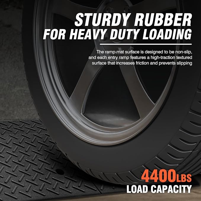DNA MOTORING 6.9" Rise Rubber Curb Ramp Heavy Duty Loading Driveway Ramp - Image 3