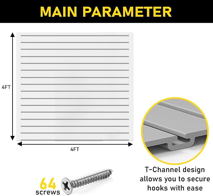 4'H x 4'W Slatwall Panel Garage Wall Organizer: Heavy Duty Wall Mounted PVC - Image 7