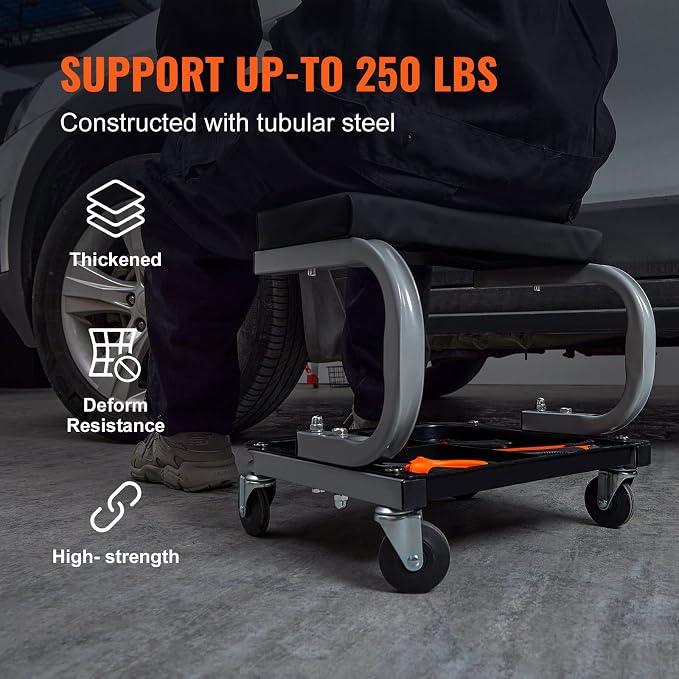VEVOR Rolling Creeper Garage/Shop Seat, 250 LBS Capacity Padded Rolling - Image 4