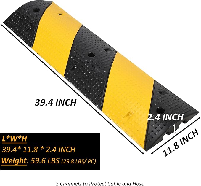 3.3 Ft Rubber Speed Bump, 2 Pack 2 Channel Modular Heavy Duty Speed Bumps Humps - Image 9