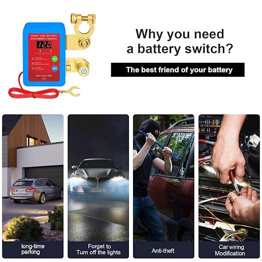 Kill Switch for Car-Remote Battery Disconnect Switch 12V, Upgrade Smart Voltage - Image 2