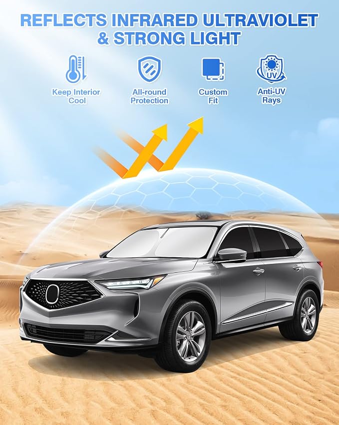 Sunshade for 2021-2025 2026 Acura MDX Accessories Windshield Sun Shade Side - Image 2