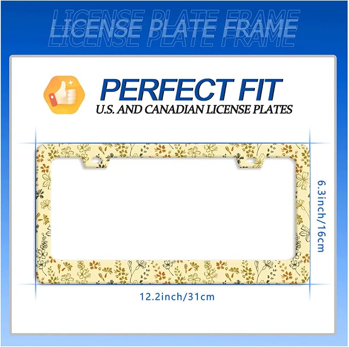 Yellow Wild Flowers License Plate Frame Colorful Flower Floral License Plate - Image 7