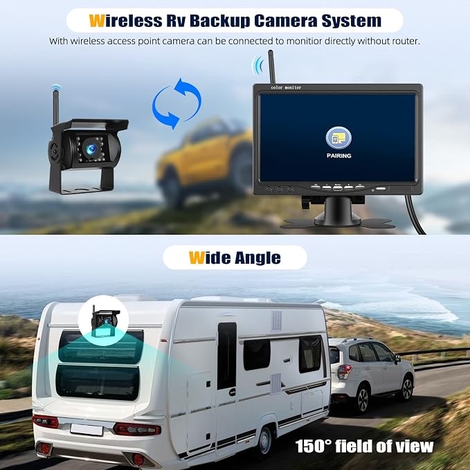 1080P Wireless RV Backup Camera System, 7 Inch Reverse Camera Monitor - Image 2