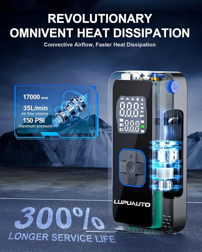Tire Inflator Portable Air Compressor, 150PSI Air Pump Tires Portable - Image 5
