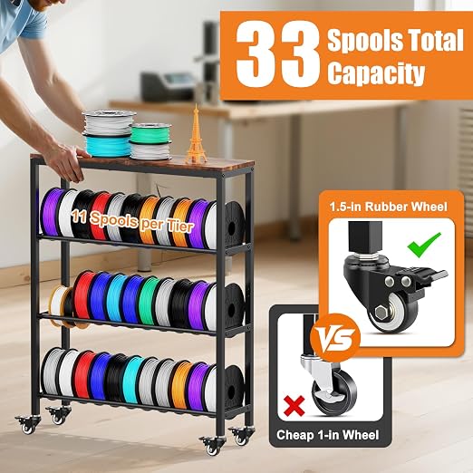3D Printer Filament Rack Shelf, 4-Tier Filament Storage Cart - Image 2
