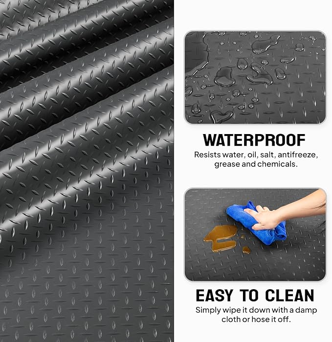 TUFFIOM 4x8 FT Garage Floor Mat, Thickened Diamond Plate PVC Garage Mats - Image 3