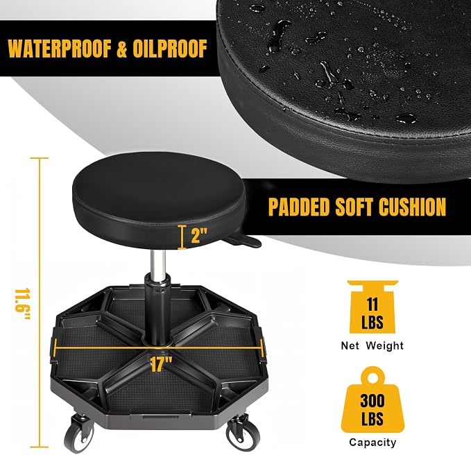 YELLOW JACKET Rolling Garage Seat - Image 5