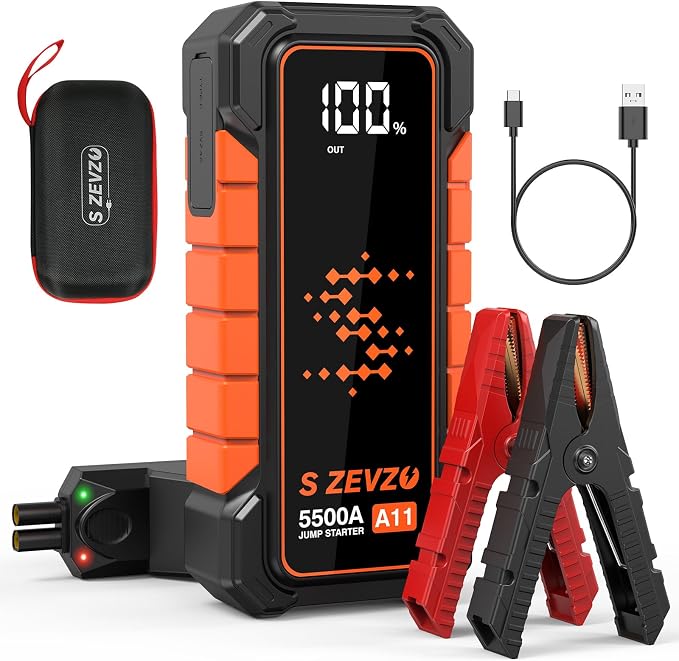 S ZEVZO A11 5500A Car Battery Jump Starter, 88.8Wh Battery Jumper Starter by SZEVZO