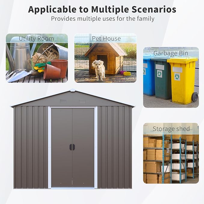 4x8 FT Outdoor Storage Shed, Metal Garden Shed - Image 6