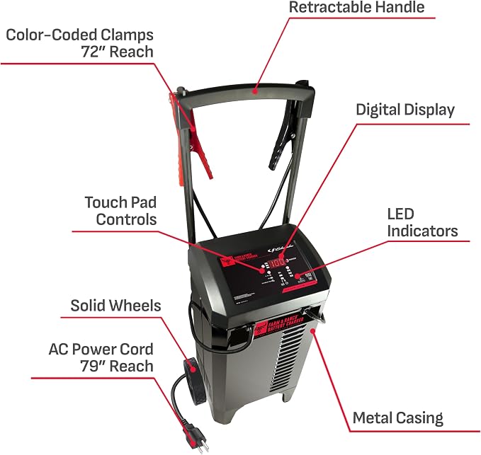 Schumacher Electric Farm and Ranch Wheeled 6A Charger and 250A Engine Starter - Image 6