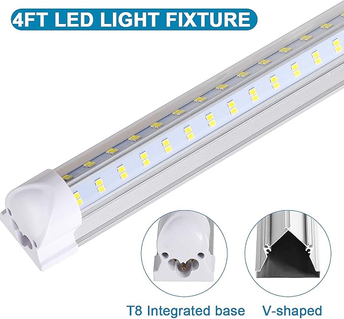 4 Pack, Led Shop Lights, 4FT Led Shop Light, 60W 5000K 9500LM Clear White - Image 4