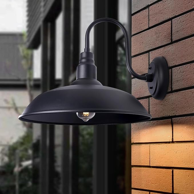 16 Inch Dome Barn Light for Porch, Large Gooseneck Outdoor Light Fixture for - Image 5