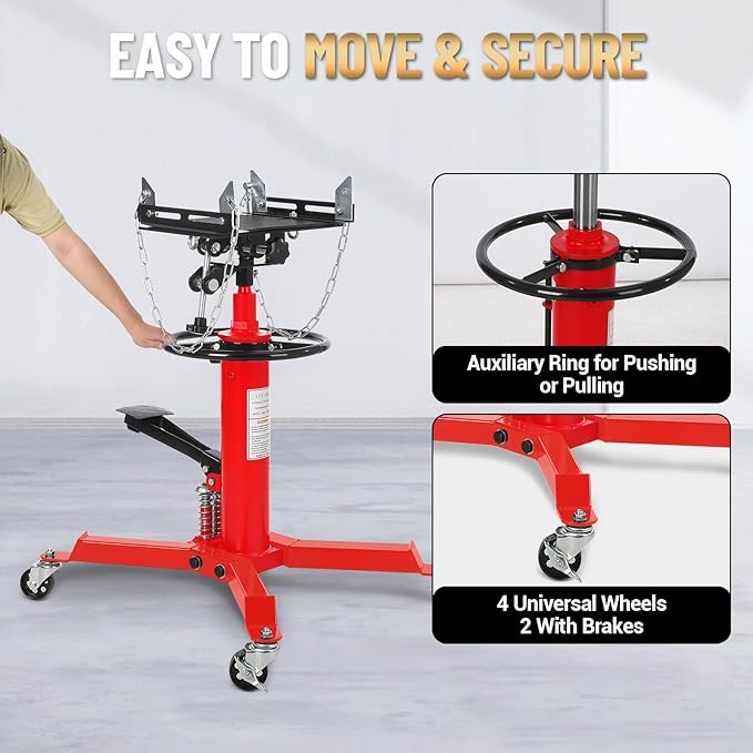 Transmission Jack with 2 Stage Hydraulic Ram, 1322 LBS Hydraulic Telescoping - Image 5