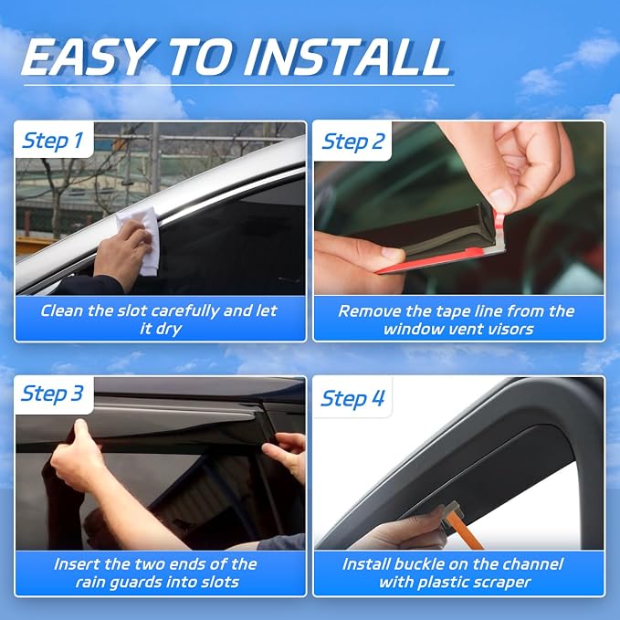 4pcs in Channel Window Rain Guards Fit - Image 7