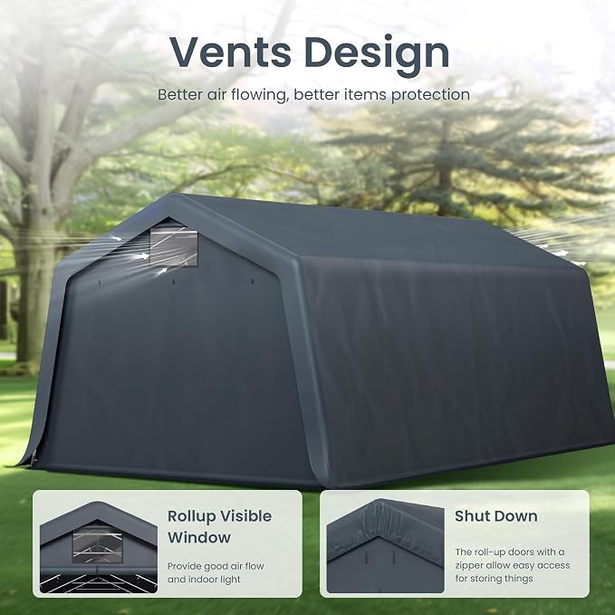 PHI VILLA 13'X22'X9.6' Outdoor Portable Storage Shelter Shed Garage - Image 6