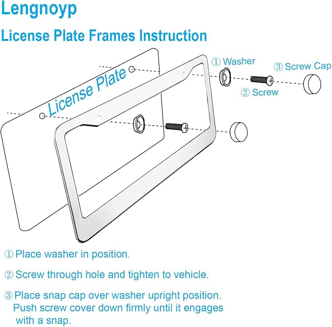 2PCS Chrome License Plate Frame, 2 Holes Silver Stainless Steel License Plate - Image 6