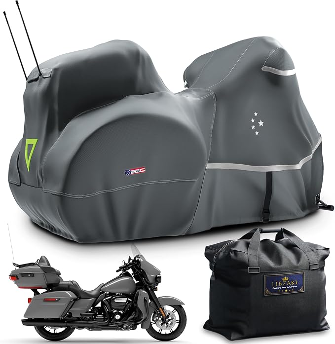 Motorcycle Cover with Side+Top Box LI LIBZAKI Heavy Duty 600D Waterproof by LILIBZAKI