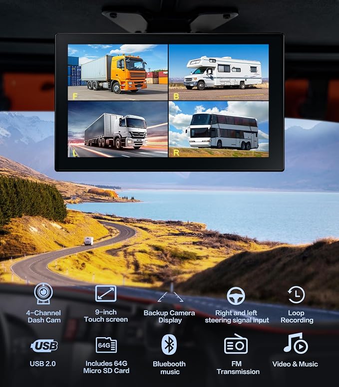 4 Channel 1080p Backup Camera Dash Cam - Image 2