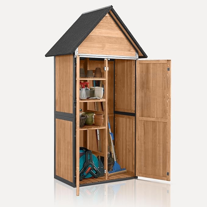 Outdoor Storage Shed with Floor and Waterproof Roof by MEDEHOO