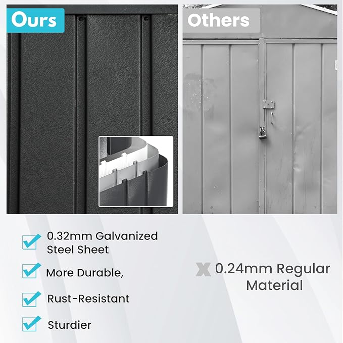Domi 12'x25' Metal Garage Shed, Heavy Duty Outdoor Steel Carport - Image 7