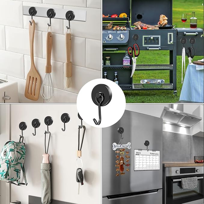 MIKEDE Black Strong Magnetic Hooks, 70LB+ Swivel Swing Magnetic Hooks Heavy Duty - Image 7