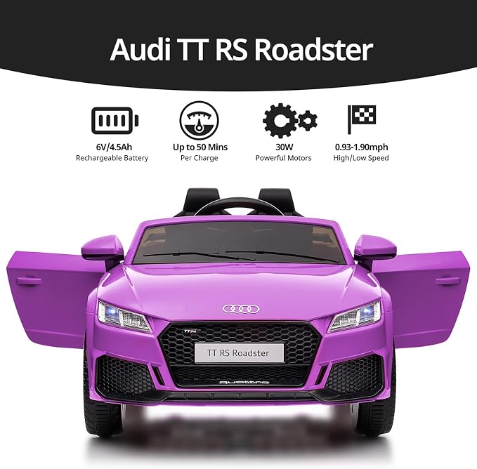 Electric Car for Kids, Licensed Audi 6V Kids Ride on Car Toy for Toddlers - Image 3