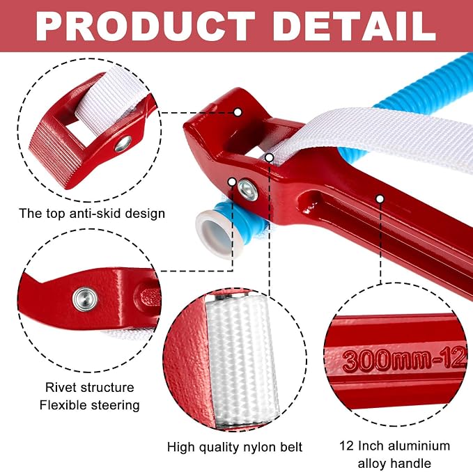 Mudder 12 Inch Strap Wrench Adjustable Pipe Nylon Plumbing Strap Wrench Oil - Image 3