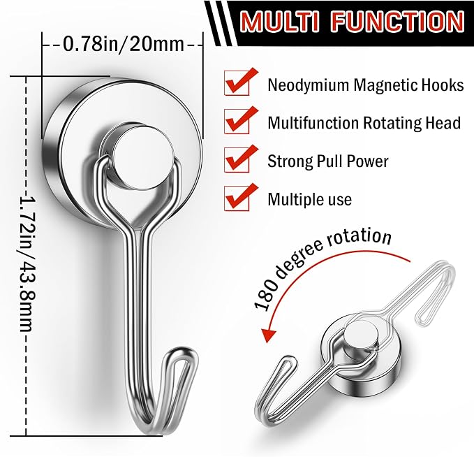 FINDMAG Strong Magnetic Hooks, 40lbs+ Magnetic Hooks Heavy Duty 2025 Cruise - Image 2