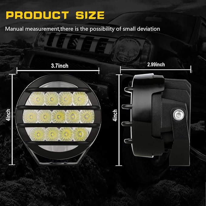 BIGLION.X 3.7 Inch 130W Off Road Lights White Round Offroad Fog Lights Super - Image 6