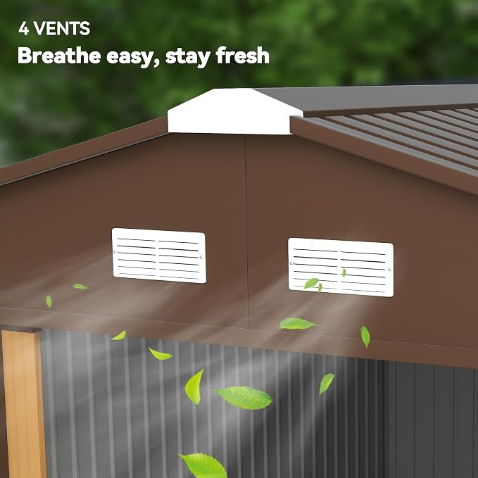 Outsunny 11' x 13' Outdoor Storage Shed, Garden Tool Metal Shed - Image 8
