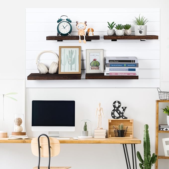4 Pack Wooden Slatwall Shelf, 16.1" D x 6.7" W x 1.1" H Slatwall Shelves - Image 6