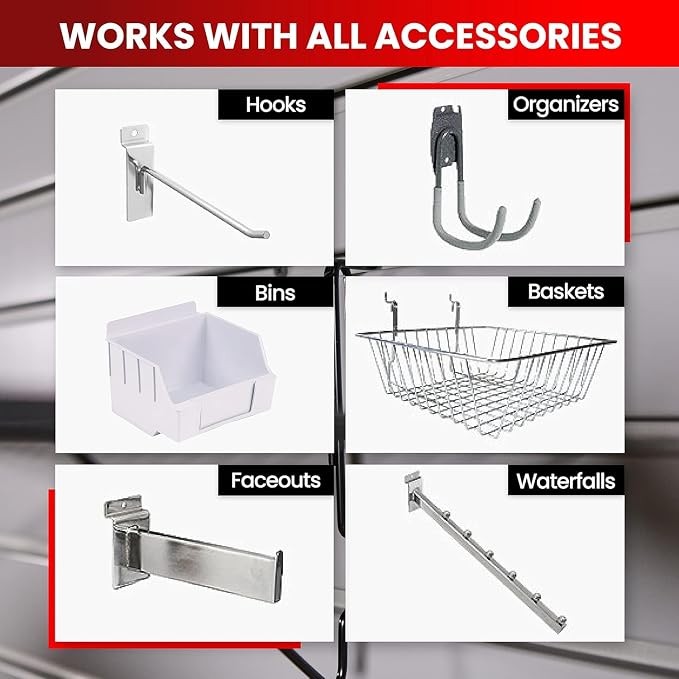DLDIRECT Slatwall Panel Garage Wall Organizer: Heavy Duty Mounted PVC Rack - Image 6