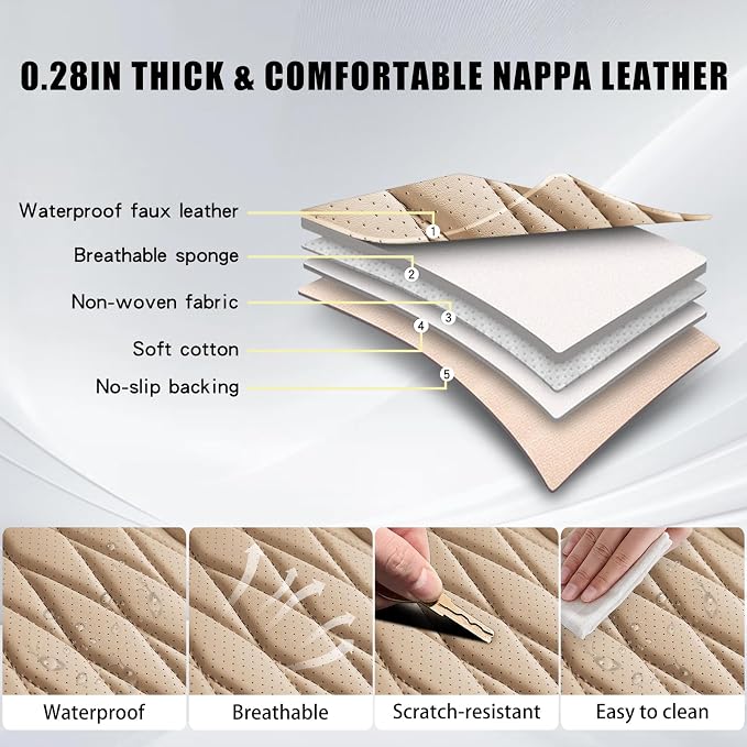 WELLDO Car Seat Covers Full Set, Leather Seat Covers - Image 8